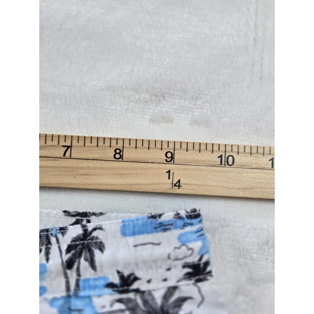 Janie and Jack Boys 3 Tropical Island Palm Tree‎ Print Swim Trunks Blue White